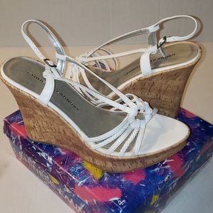 Chinese Laundry white wedge heels